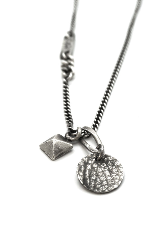 LEATHER TAG & STUD NECKLACE