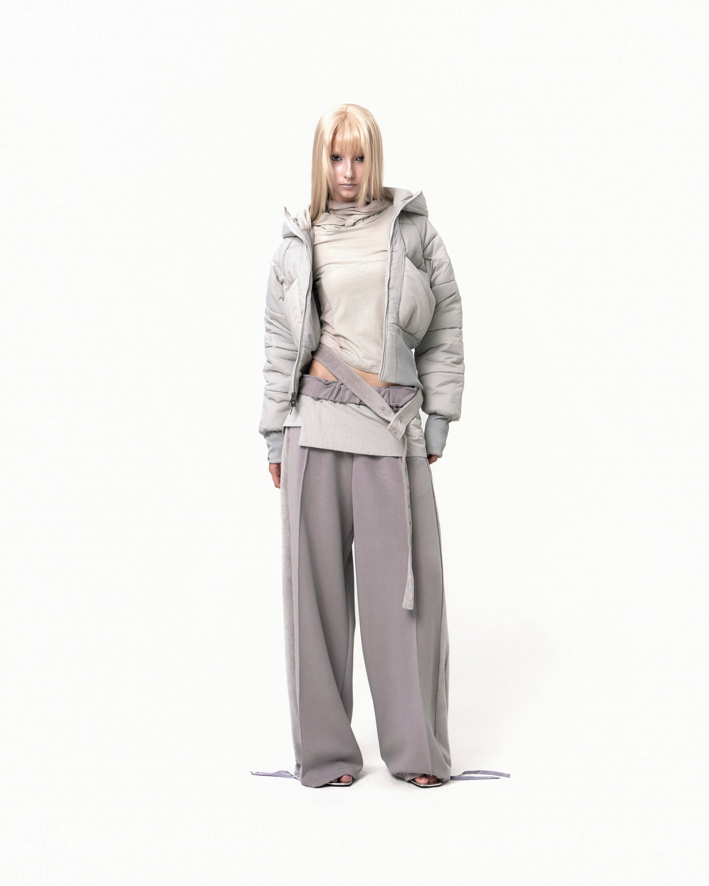 OJOS BELT WIDE SWEAT PANTS GREY