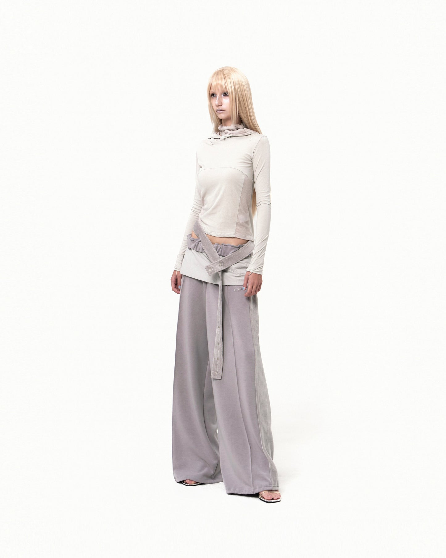 OJOS BELT WIDE SWEAT PANTS GREY