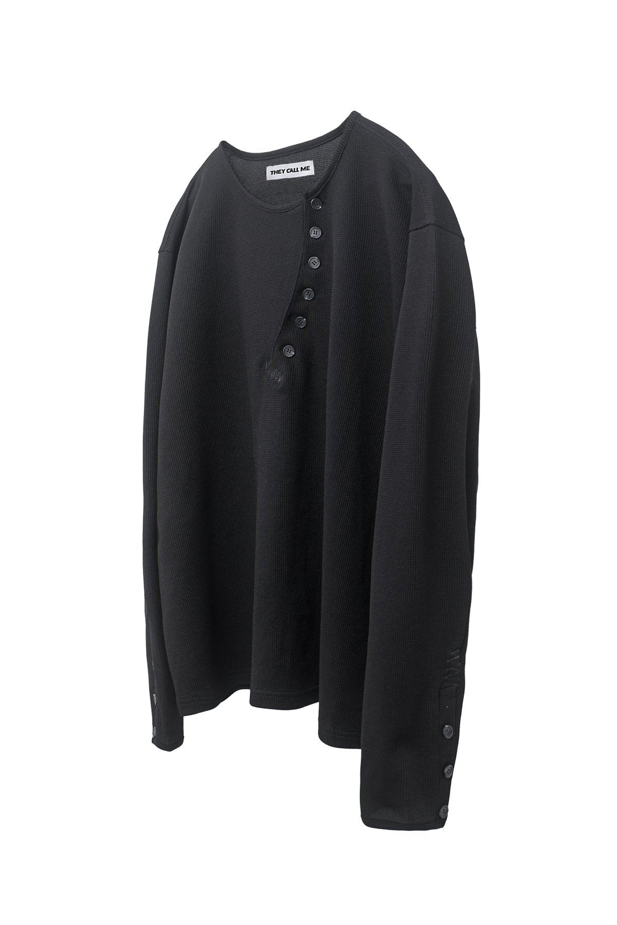 CROSSLINE HENLEY NECK LONG SLEEVE BLACK