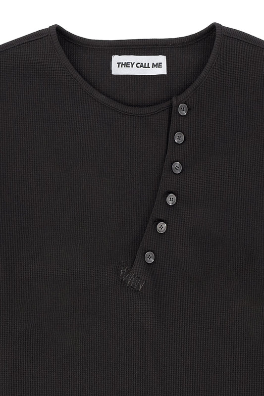 CROSSLINE HENLEY NECK LONG SLEEVE BLACK