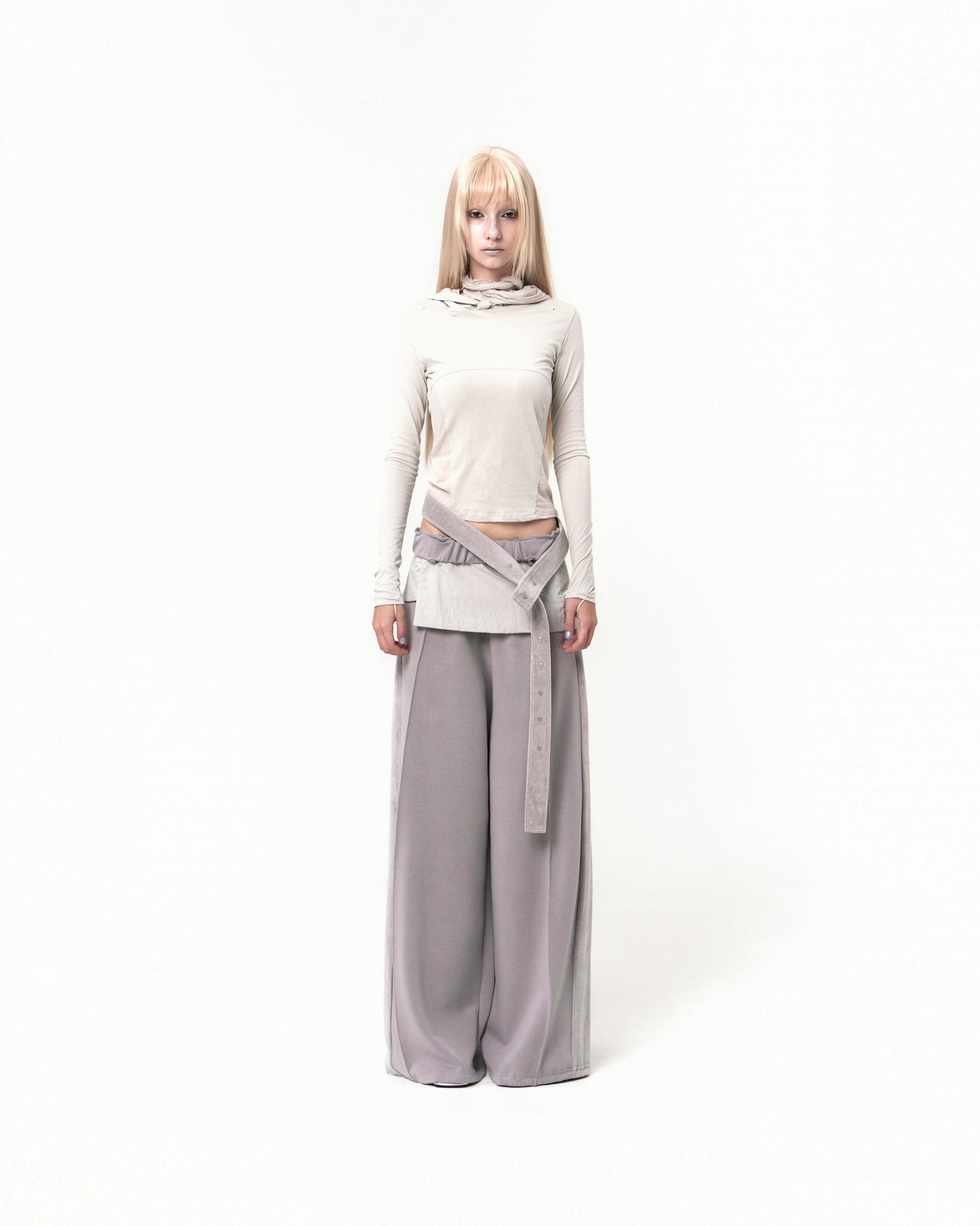 OJOS BELT WIDE SWEAT PANTS GREY