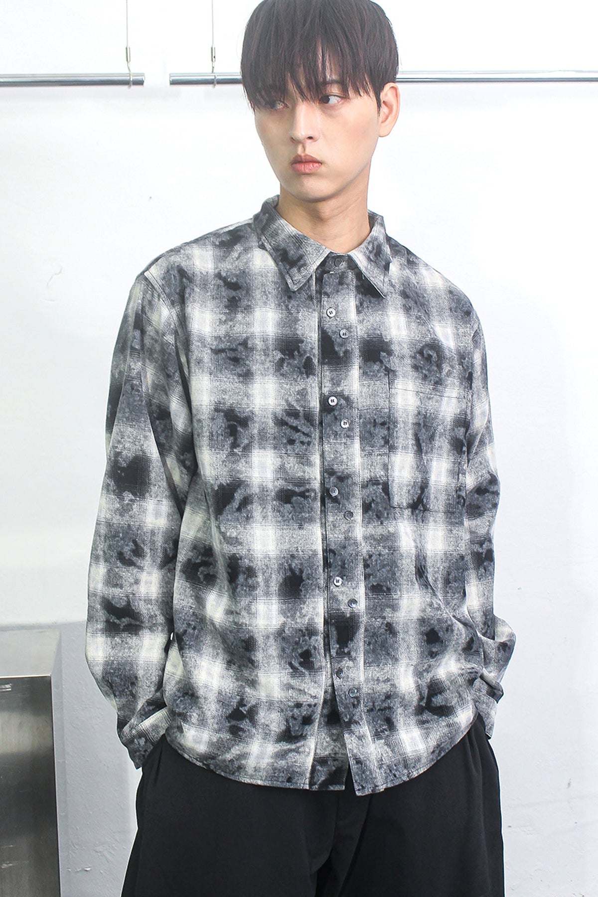 DUAL-CHECK SHIRT FADE BLACK