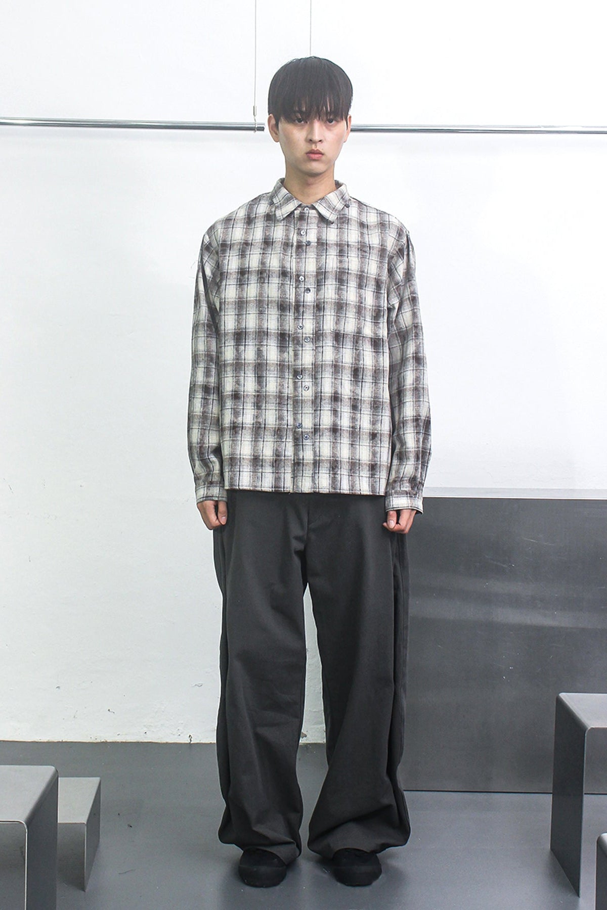 DUAL-CHECK SHIRT FADE BLACK