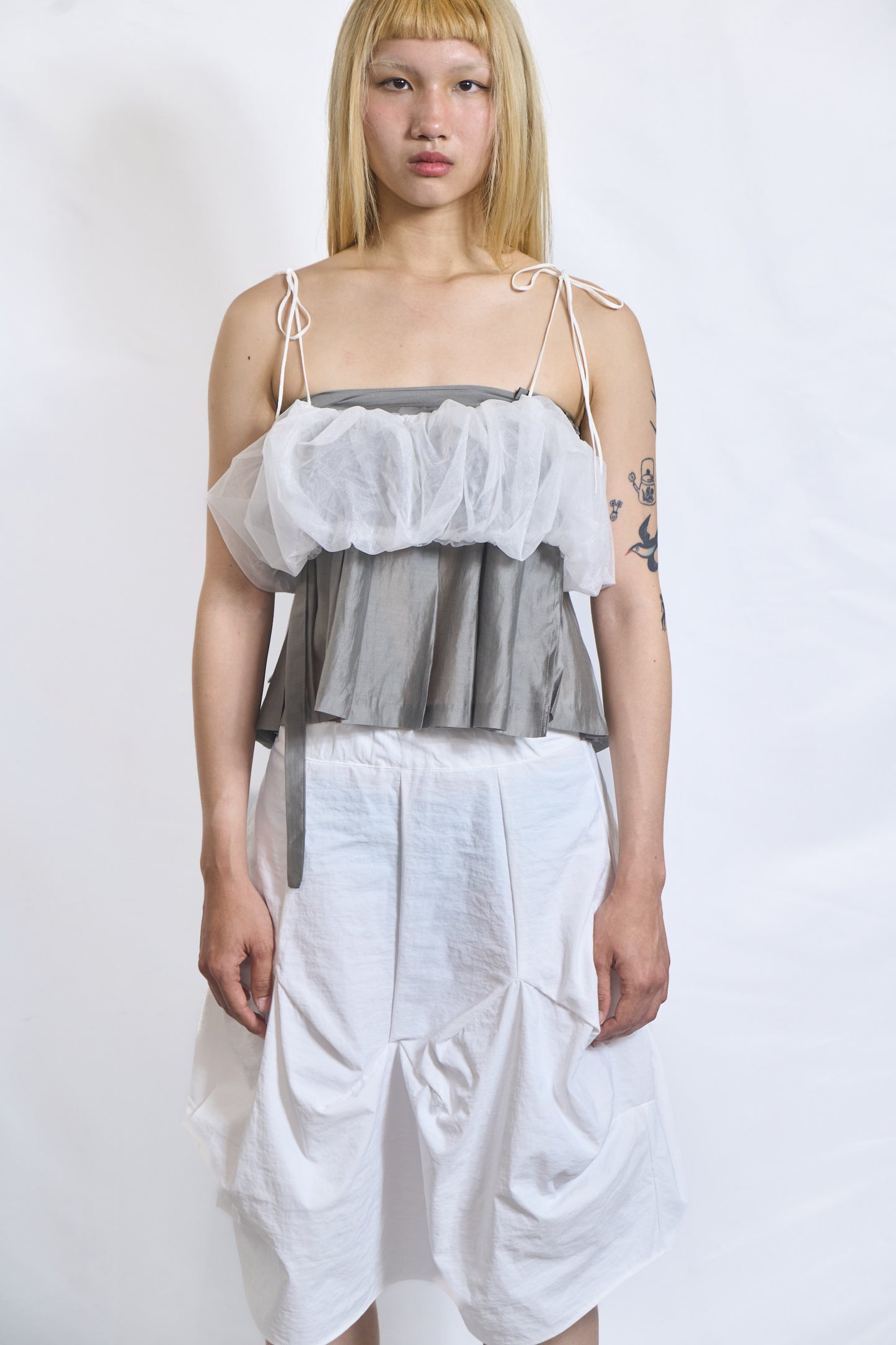 PLASTER VOLUME SHEER ORGANZA CROP TOP