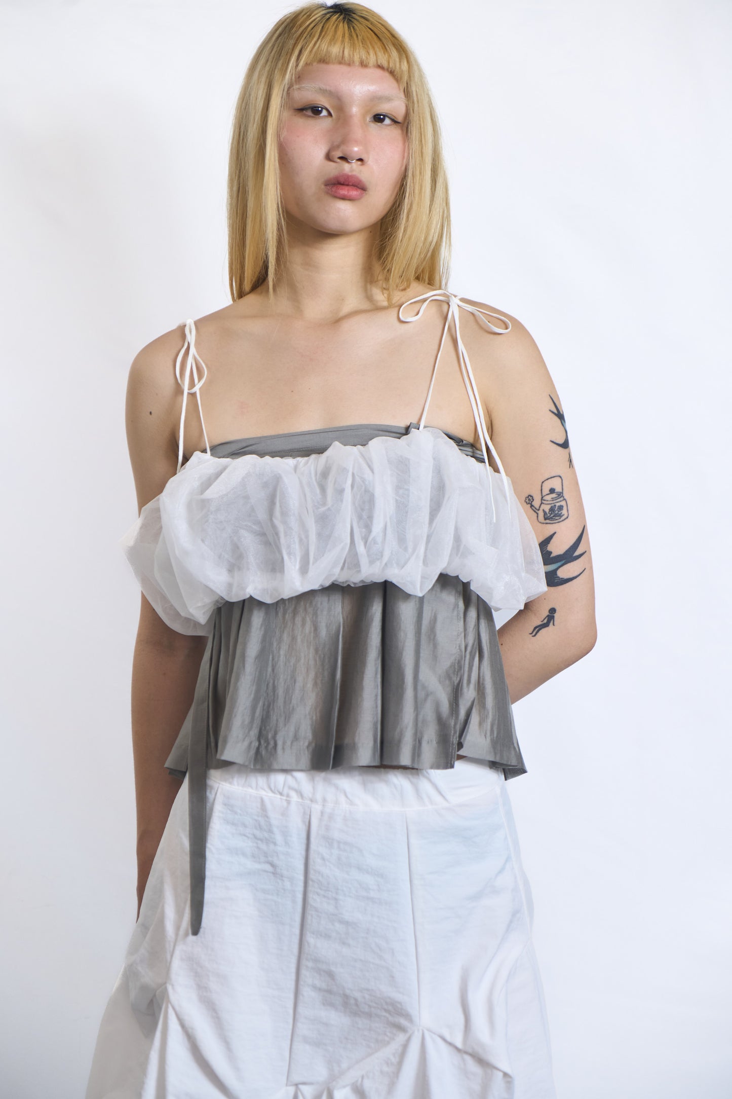 PLASTER VOLUME SHEER ORGANZA CROP TOP