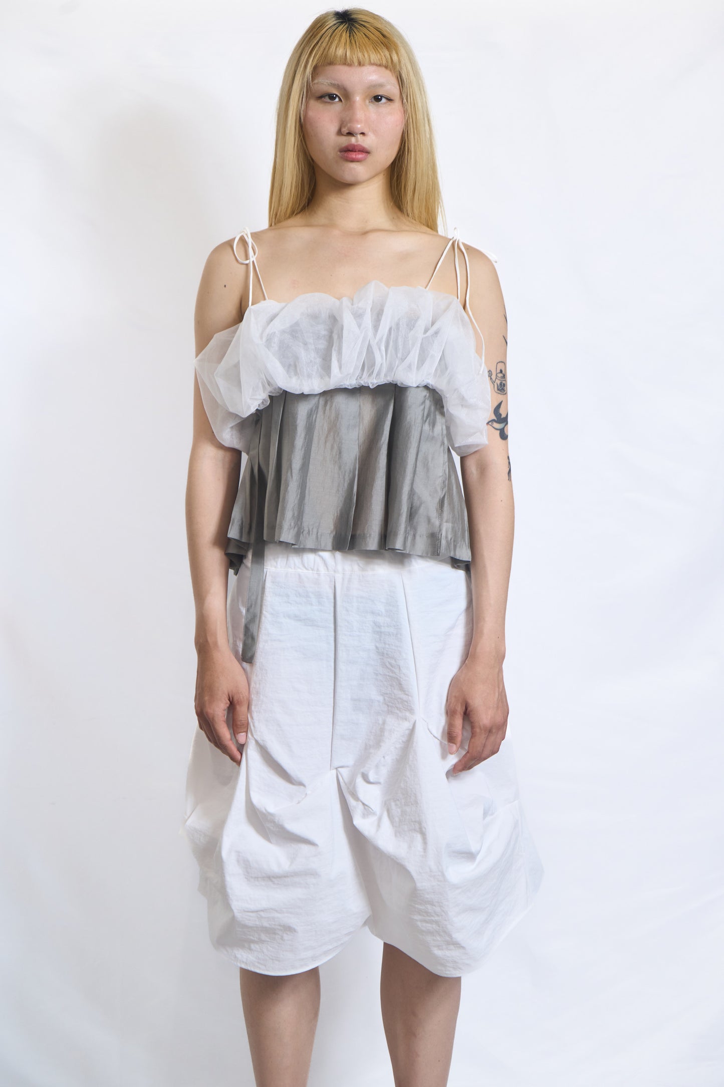 STRUCTURED BALLOON SKIRT WHITE