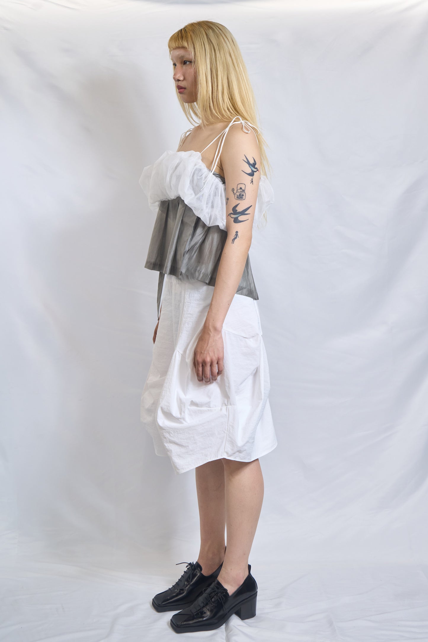 PLASTER VOLUME SHEER ORGANZA CROP TOP
