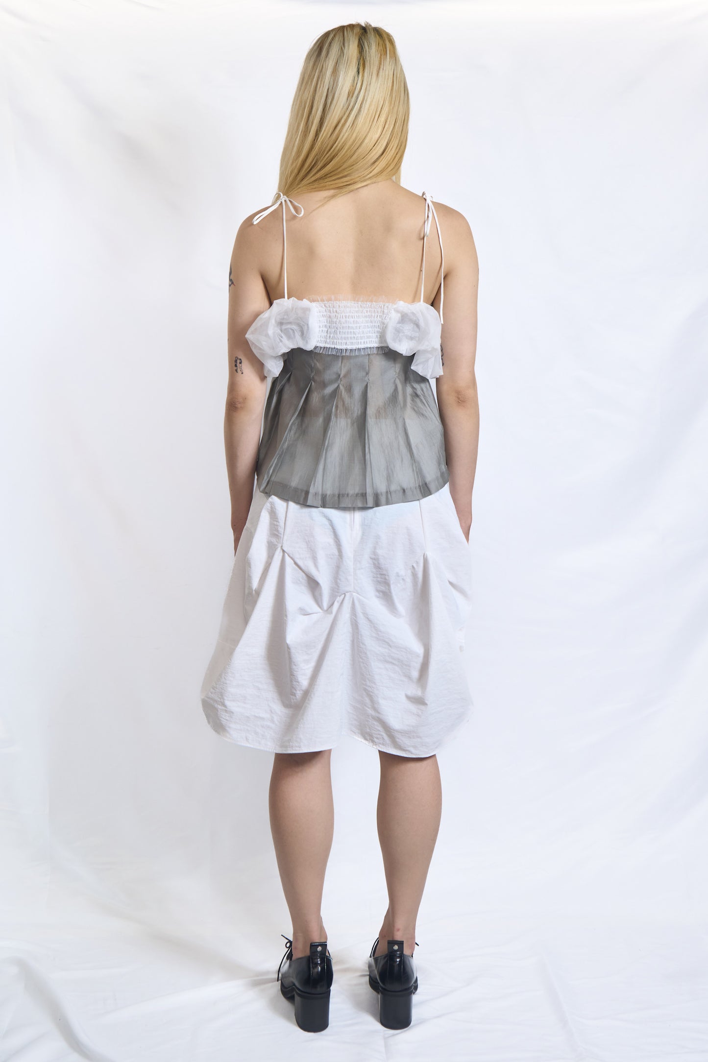 PLASTER STRUCTURED BALLOON SKIRT WHITE