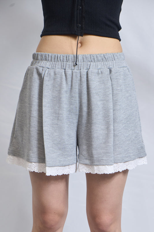 LACE-TRIM JERSEY SHORTS
