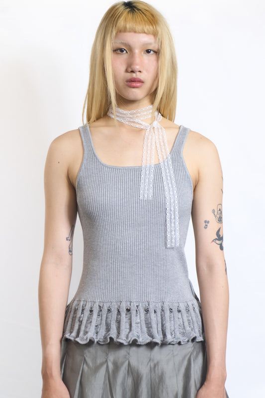 CUT-OUT RIBBED TANK TOP