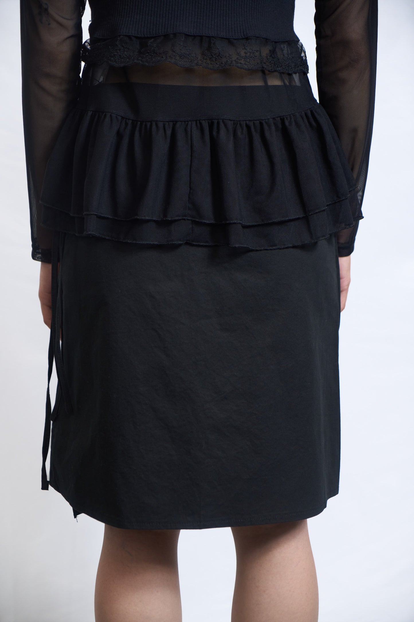 PLASTER SHEER LAYERED PEPLUM CARDIGAN