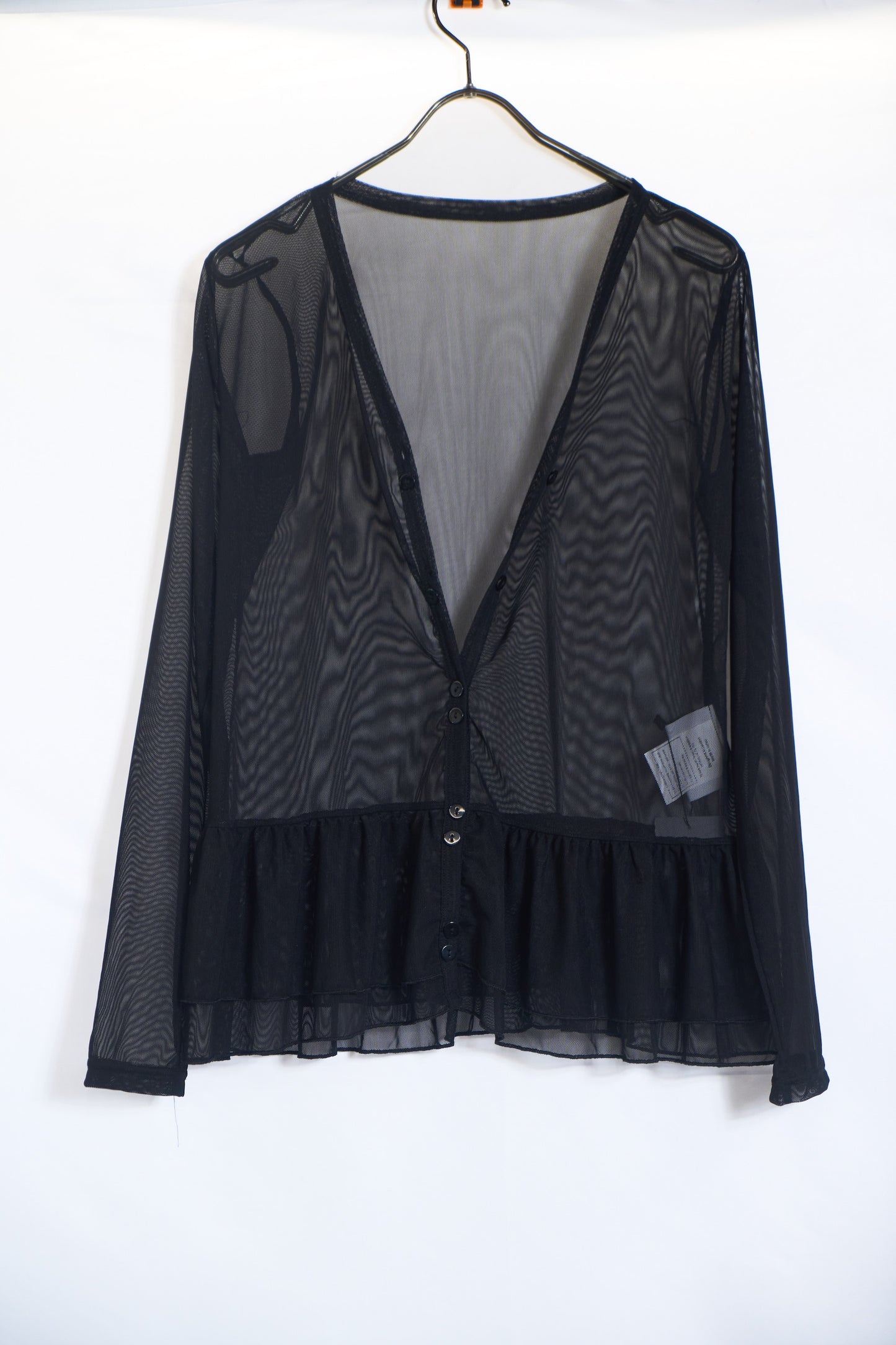 PLASTER SHEER LAYERED PEPLUM CARDIGAN