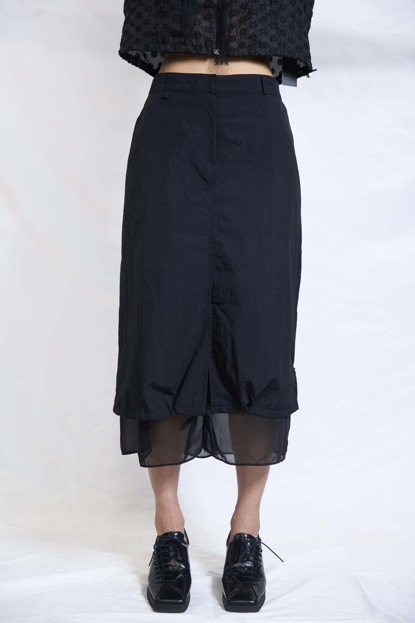 PLASTER DRAWSTRING LAYERED SHEER SKIRT