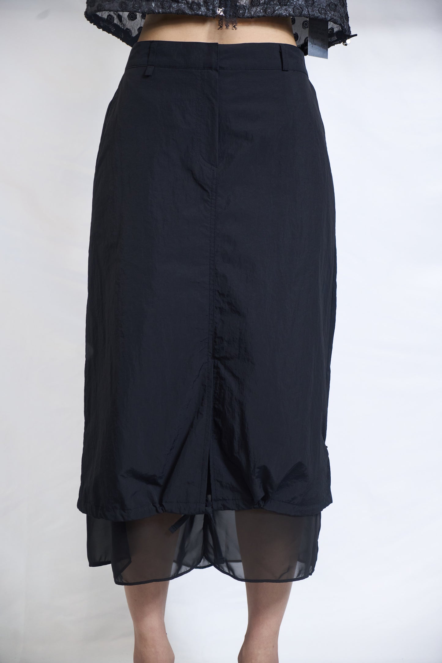 PLASTER DRAWSTRING LAYERED SHEER SKIRT