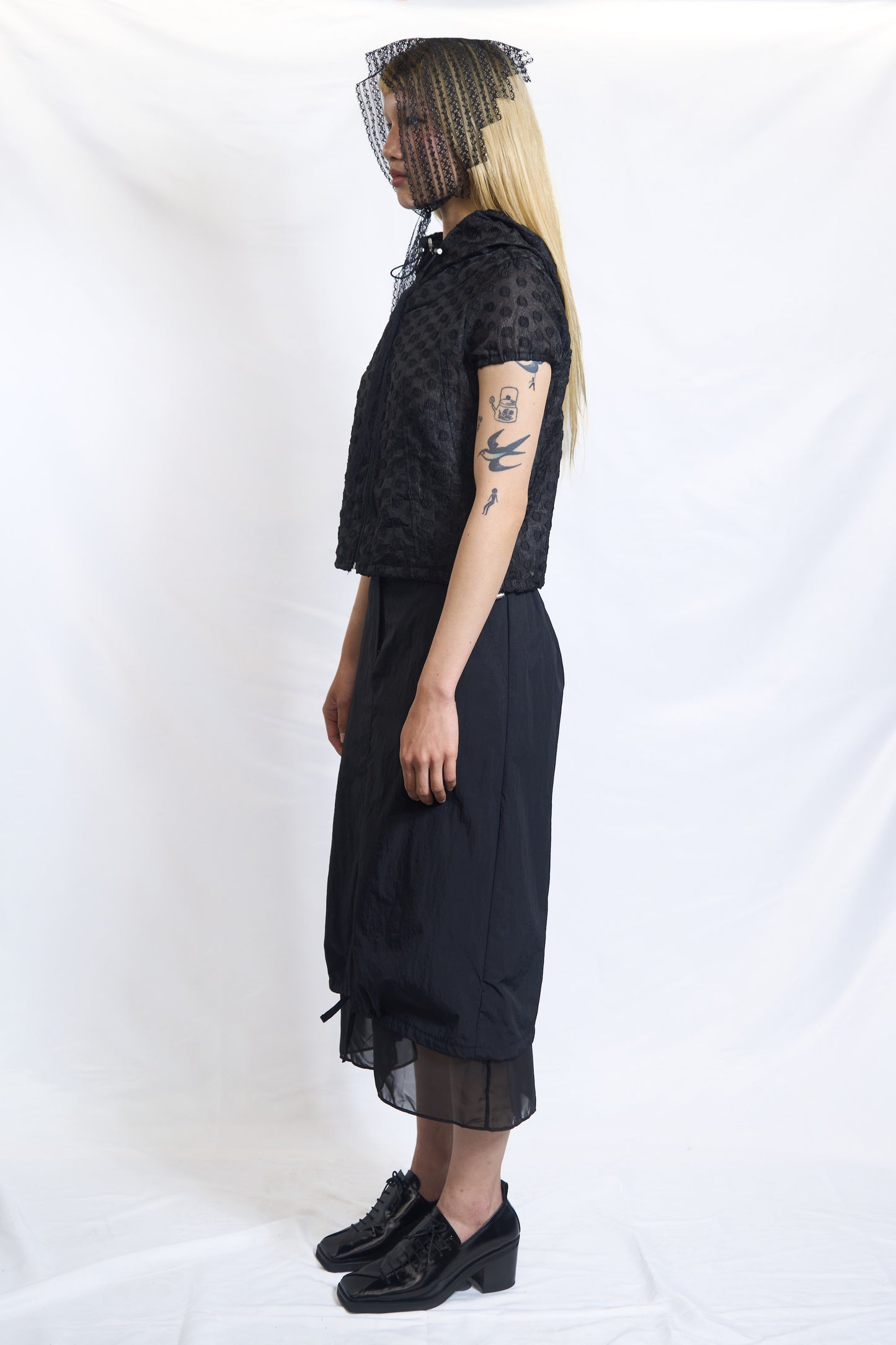 PLASTER RAISED DOT HOODED ZIP-UP