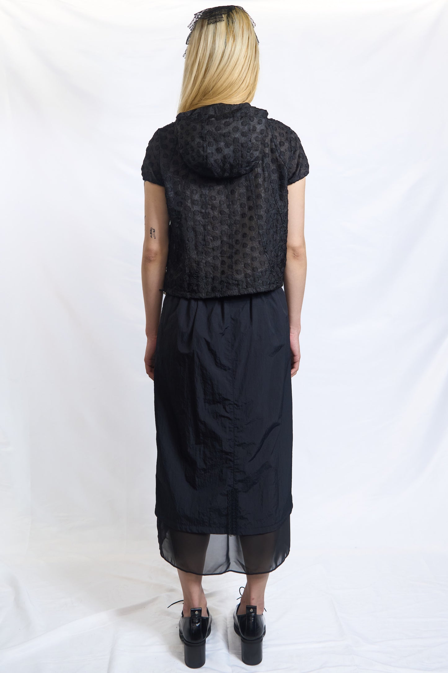 PLASTER RAISED DOT HOODED ZIP-UP