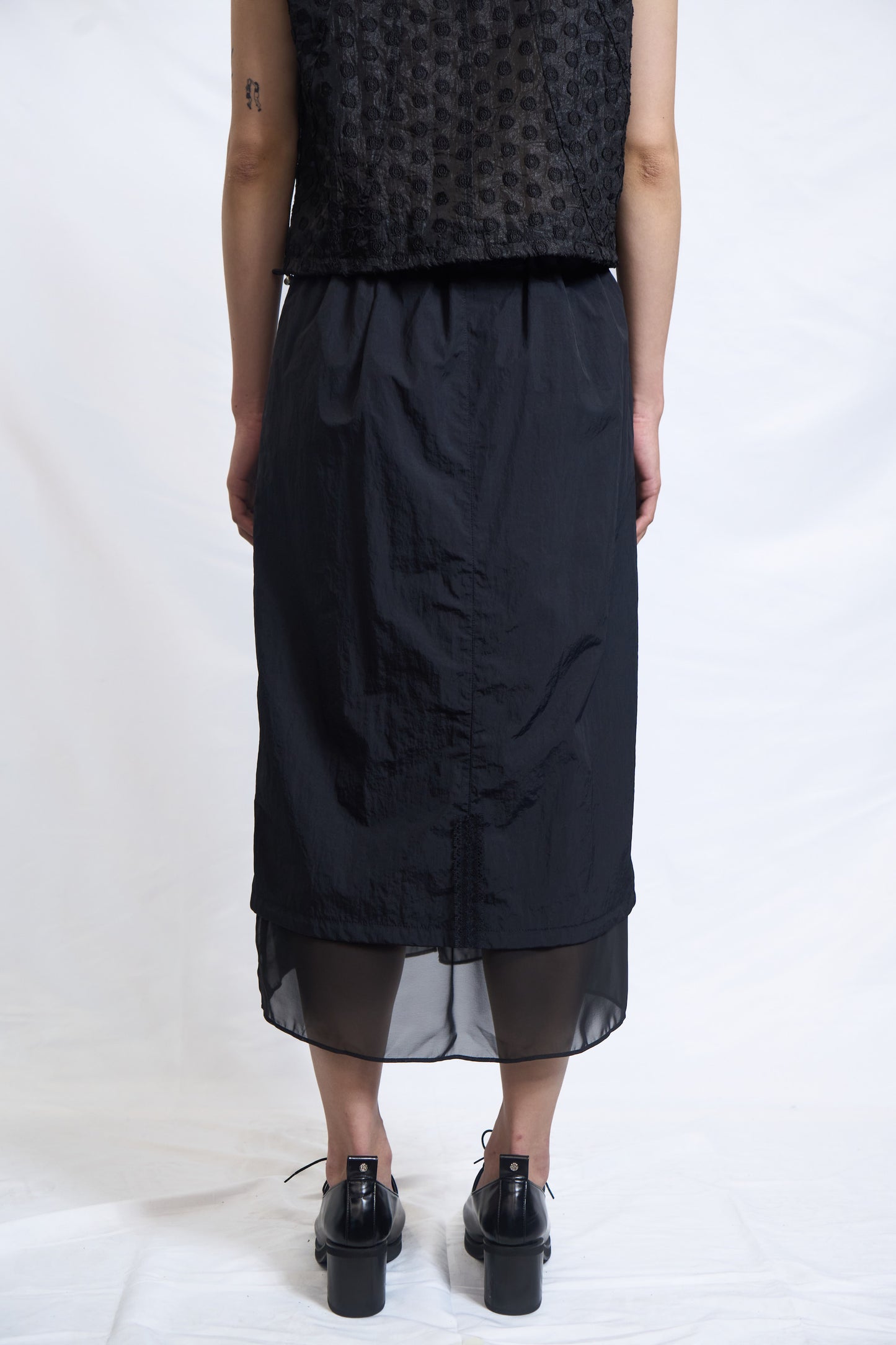 PLASTER DRAWSTRING LAYERED SHEER SKIRT
