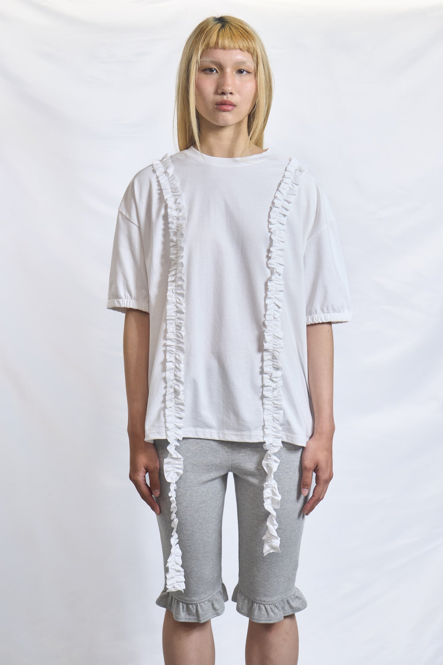 PLASTER RUFFLE STRIP COTTON TEE