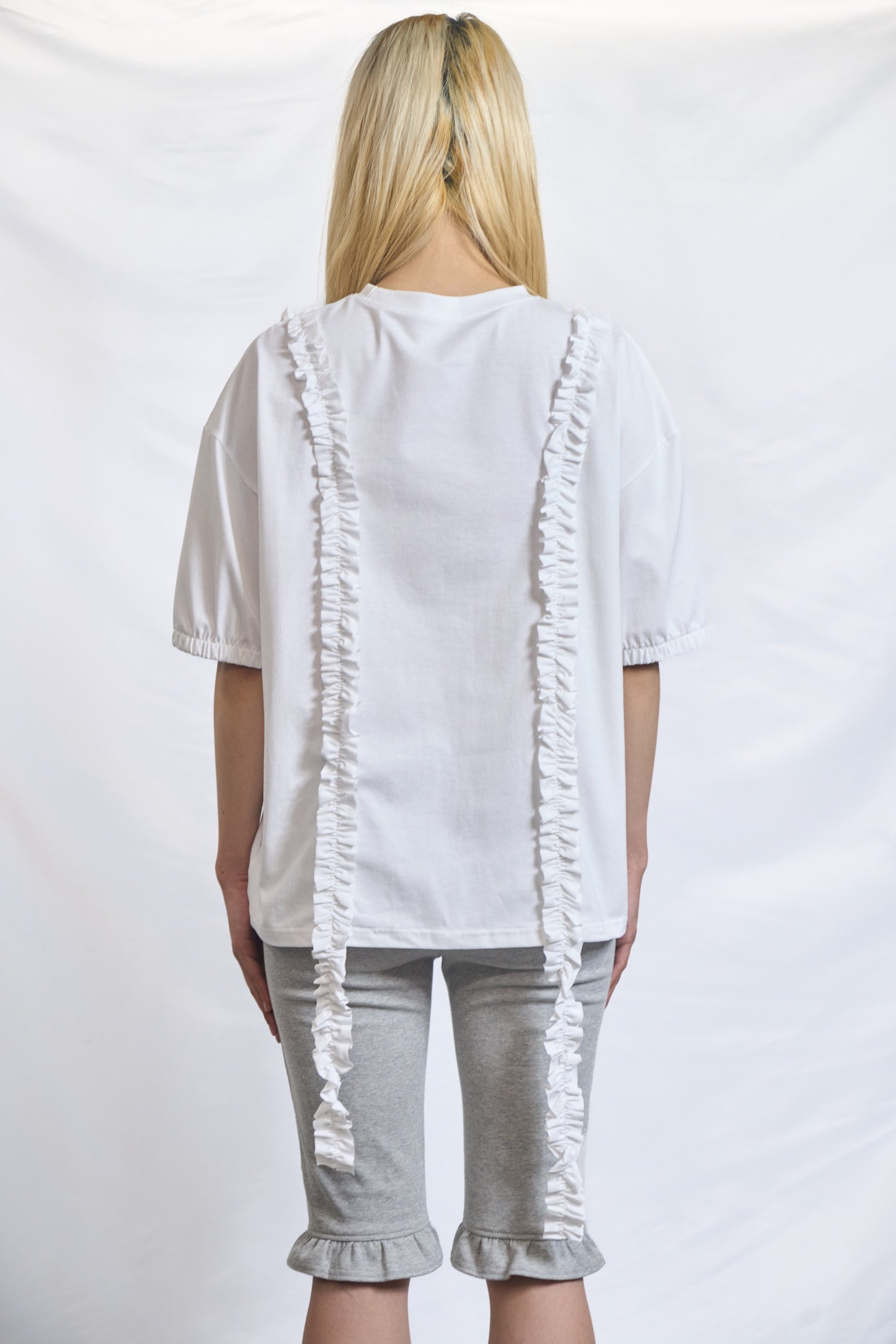 PLASTER RUFFLE STRIP COTTON TEE