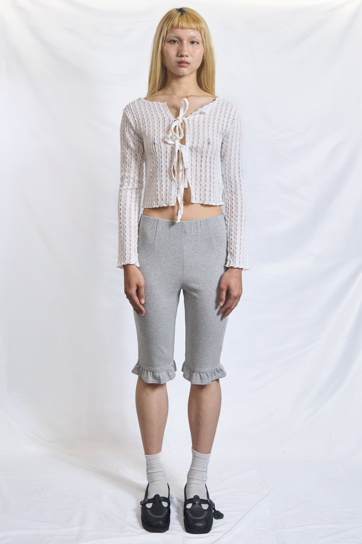 PLASTER SEMI-SHEER TEXTURED TIE-FRONT TOP