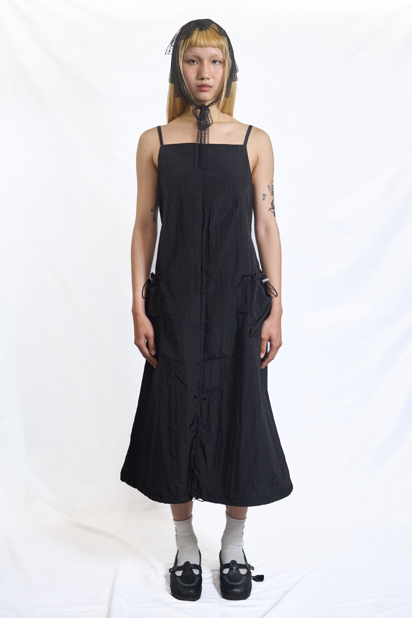 PLASTER UTILITY DRAWSTRING SLIP DRESS