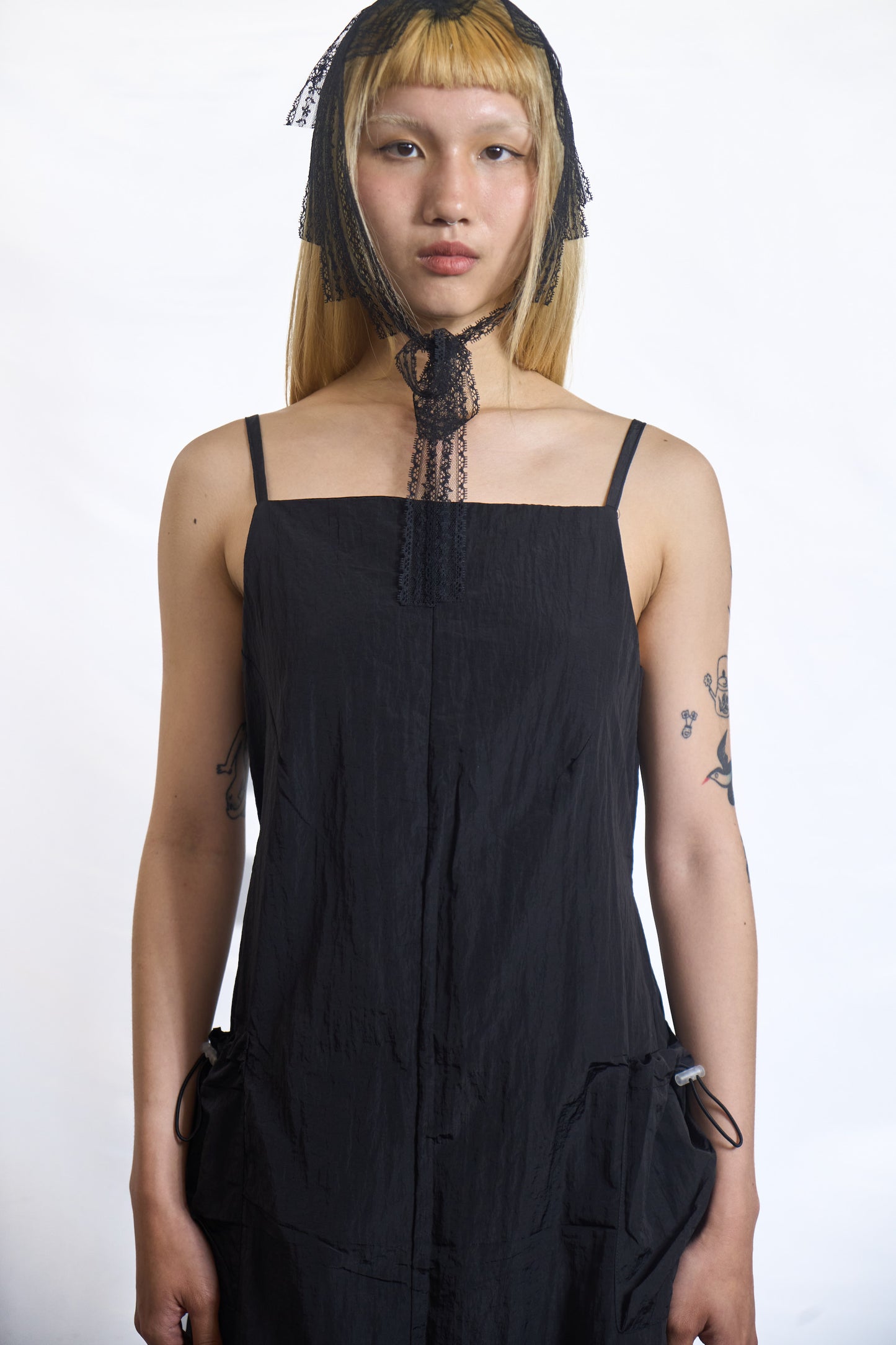 PLASTER UTILITY DRAWSTRING SLIP DRESS