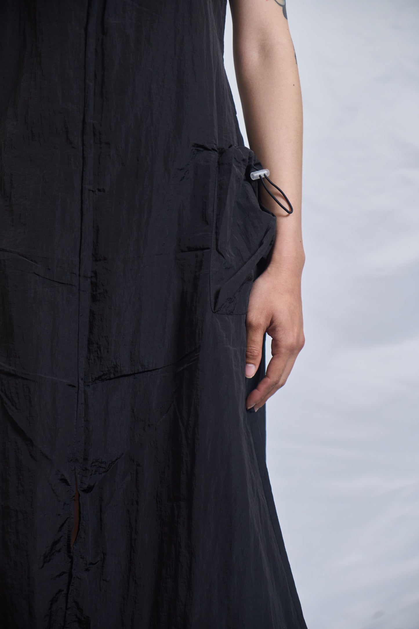 PLASTER UTILITY DRAWSTRING SLIP DRESS