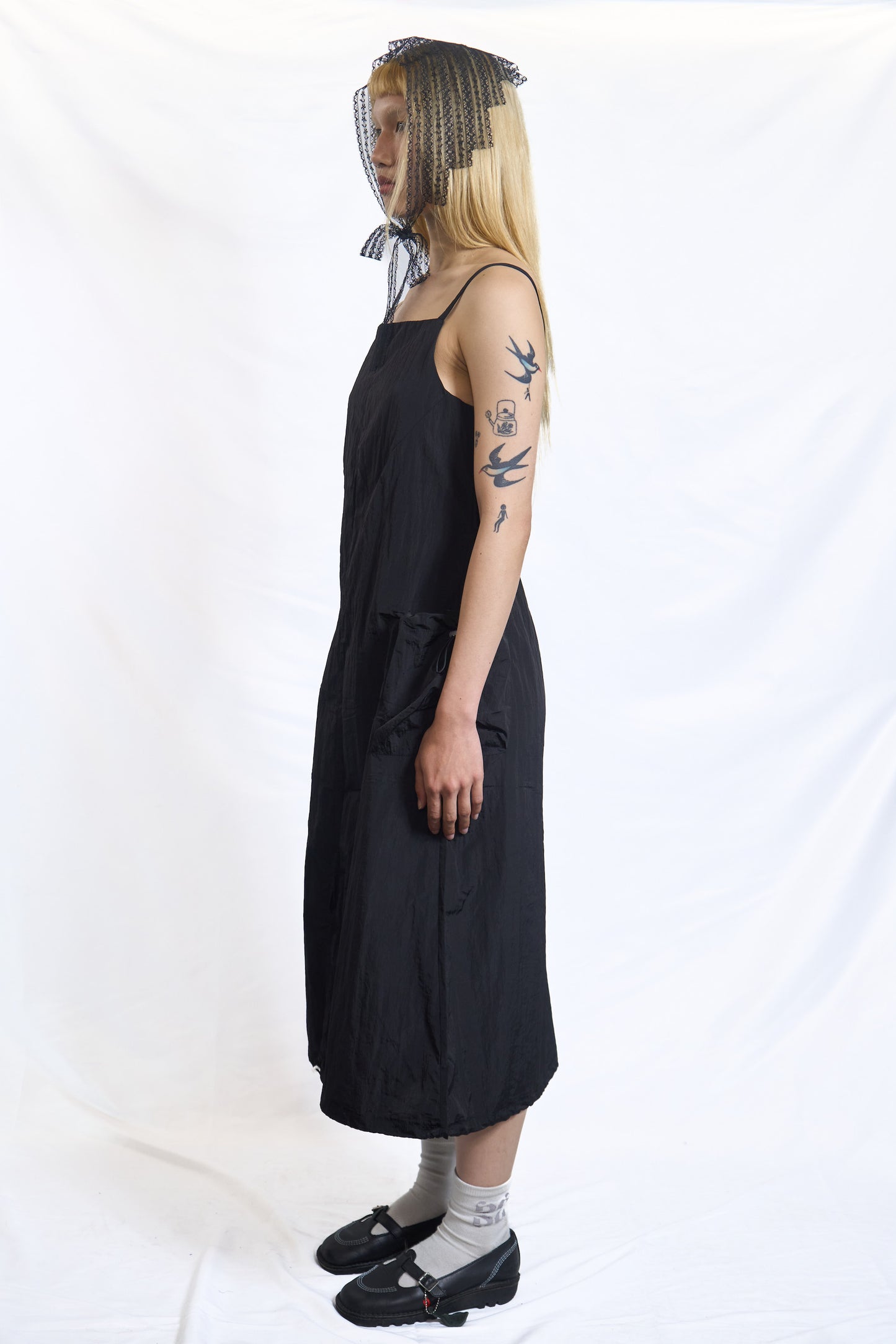 PLASTER UTILITY DRAWSTRING SLIP DRESS