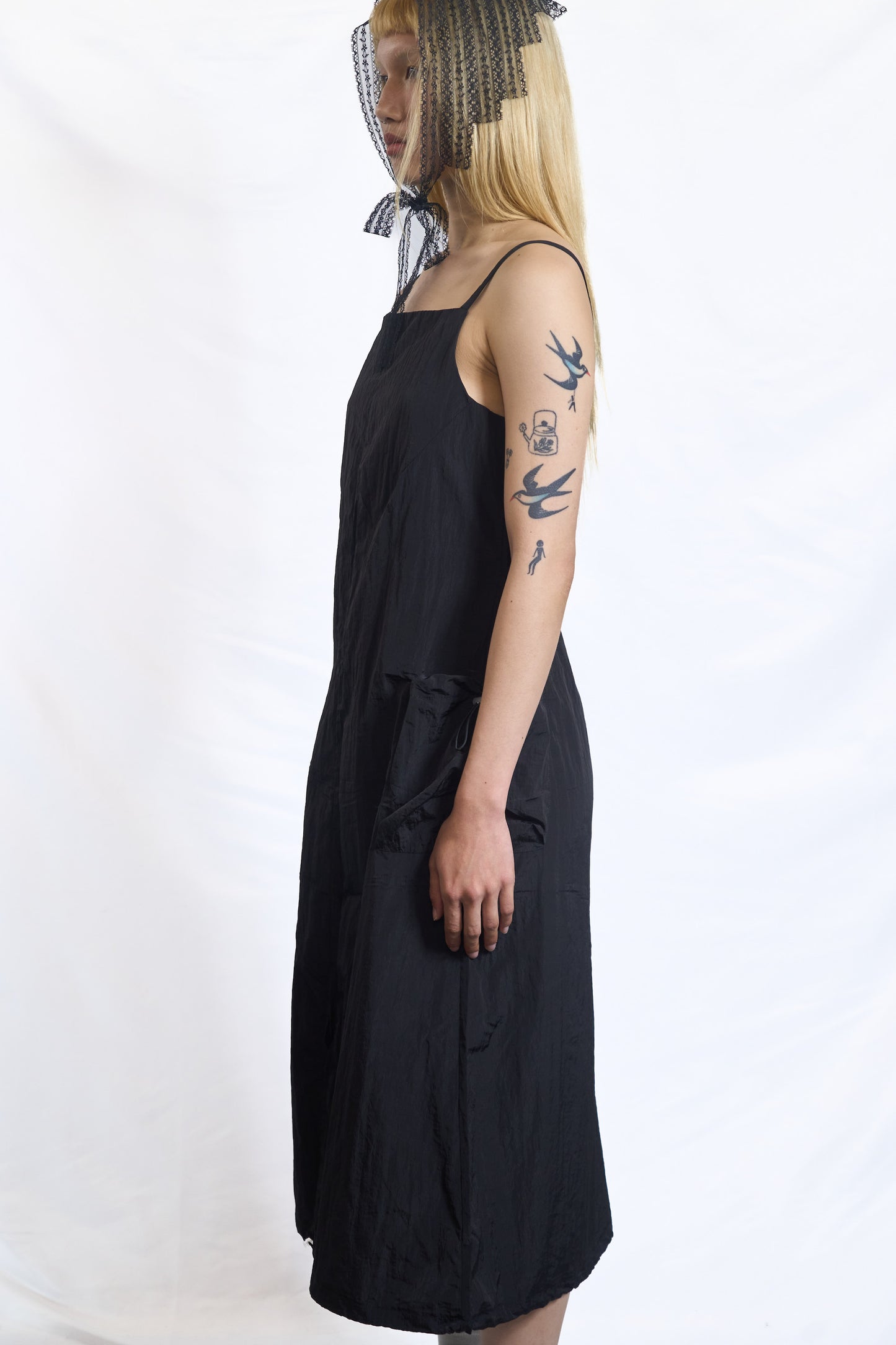 PLASTER UTILITY DRAWSTRING SLIP DRESS