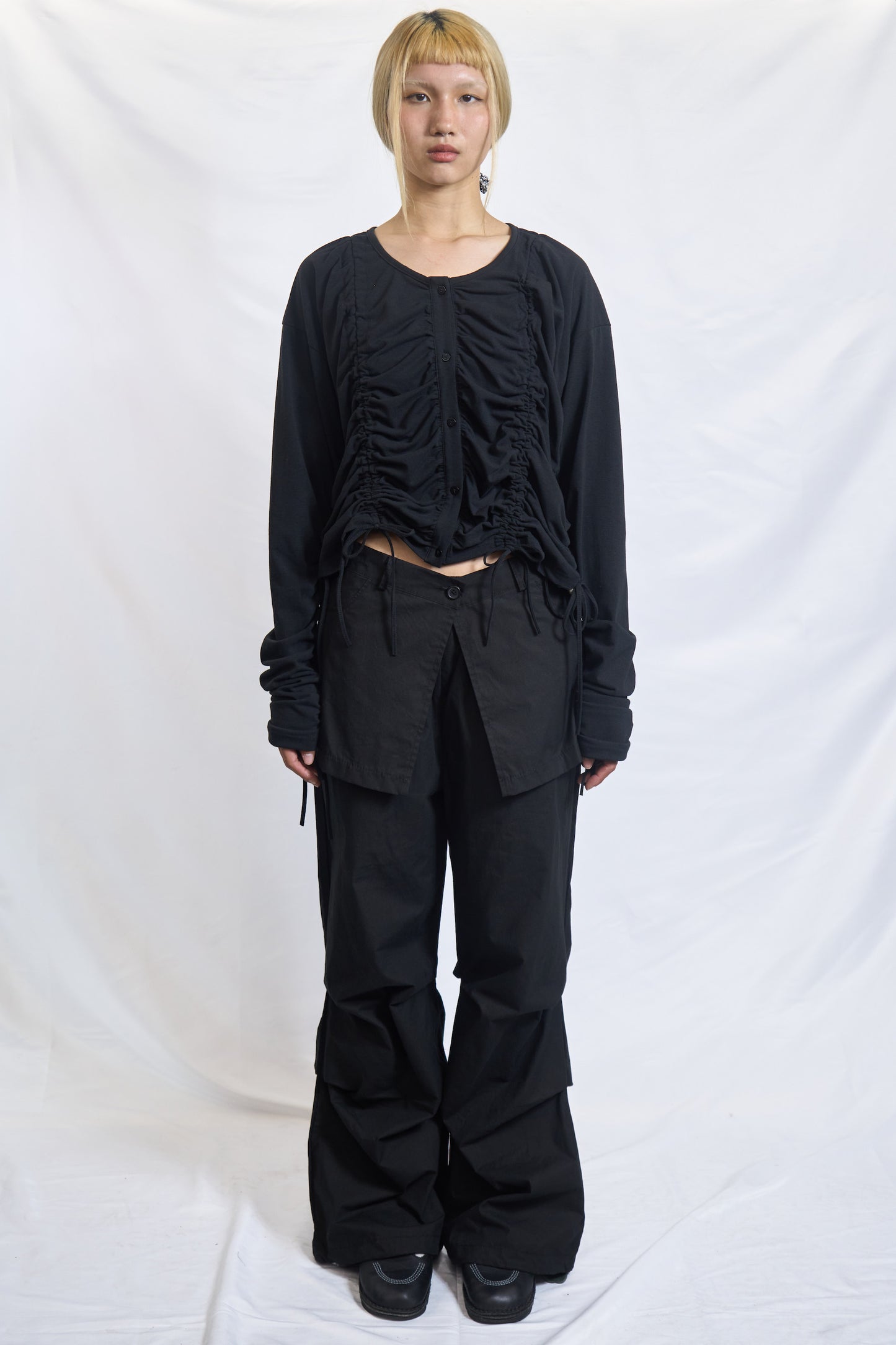 PLASTER RUCHED DRAWSTRING BLOUSE