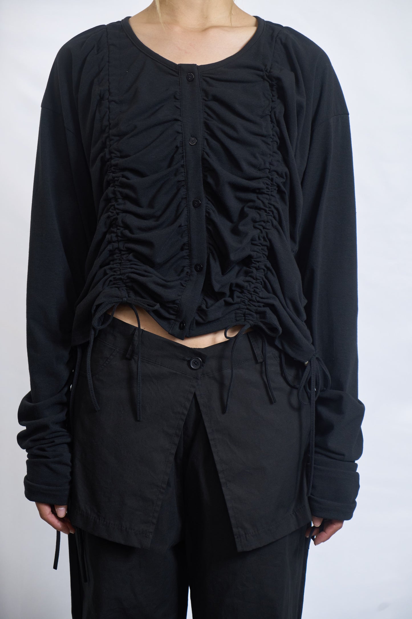 PLASTER RUCHED DRAWSTRING BLOUSE