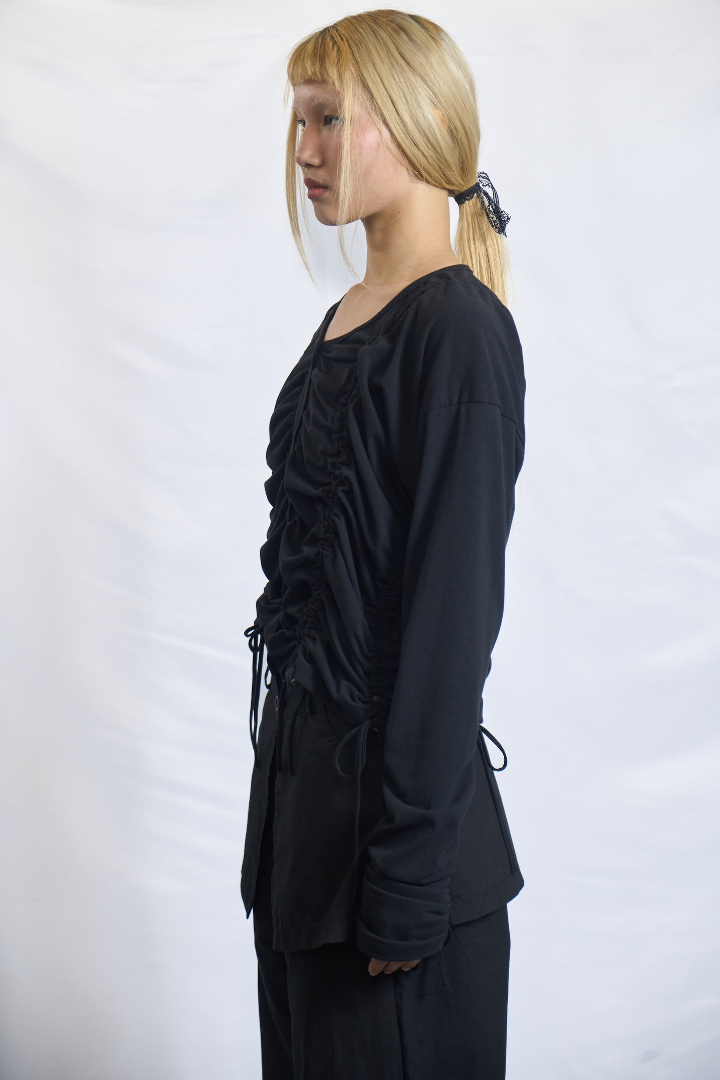 PLASTER RUCHED DRAWSTRING BLOUSE