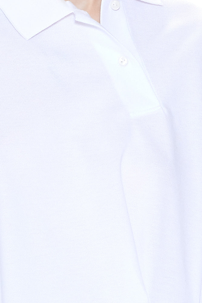 OVERSIZED ASYMMETRICAL WIDE POLO TOP WHITE