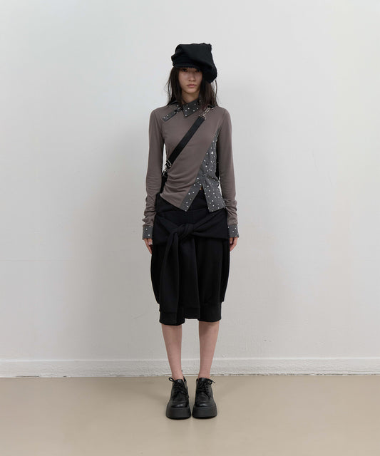 STARCUT JERSEY COLLAR TEE - STONE BROWN