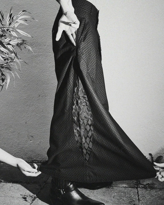 SCIMITAR-PLEATED WIDE COTTON TROUSERS