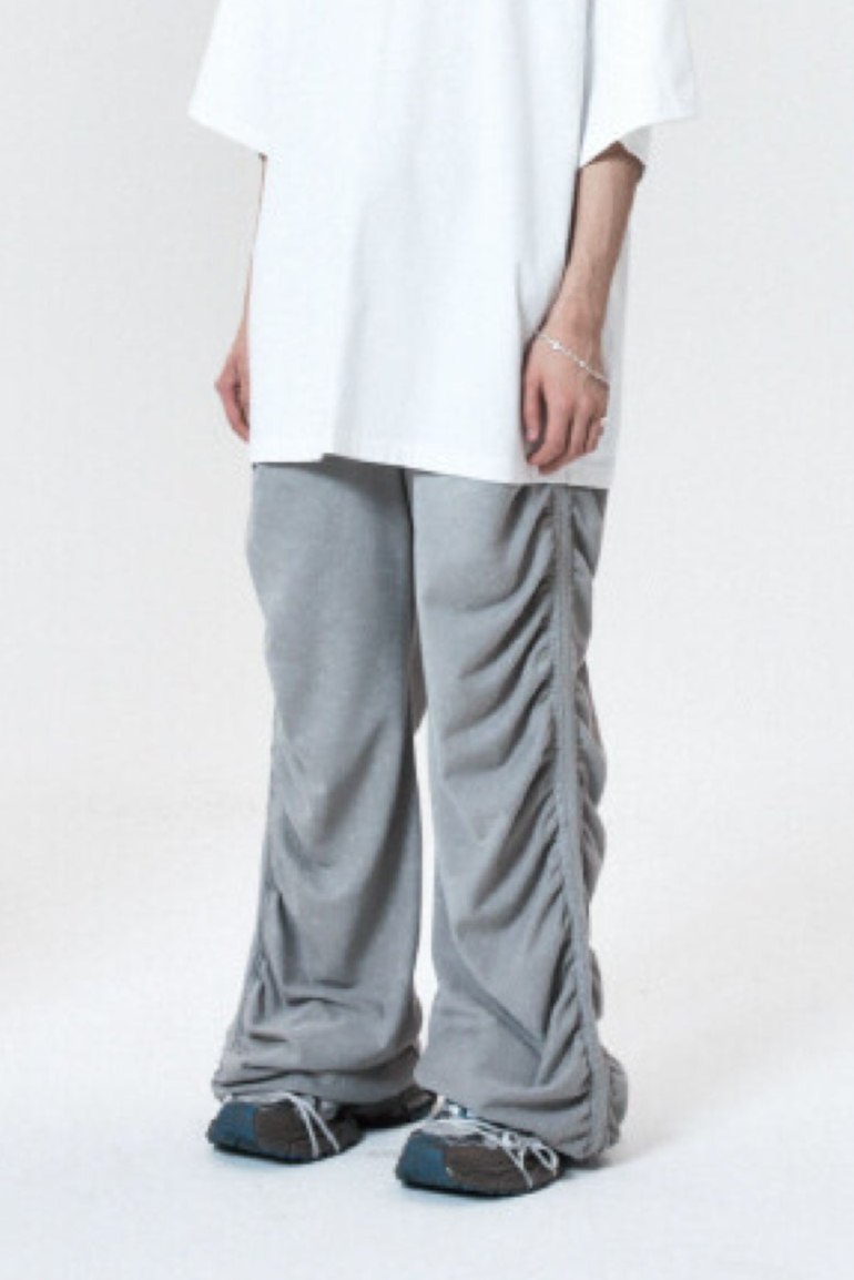 PEOPLE OF THE WORLD SHIRRING WIDE BANDED PANTS GRAY