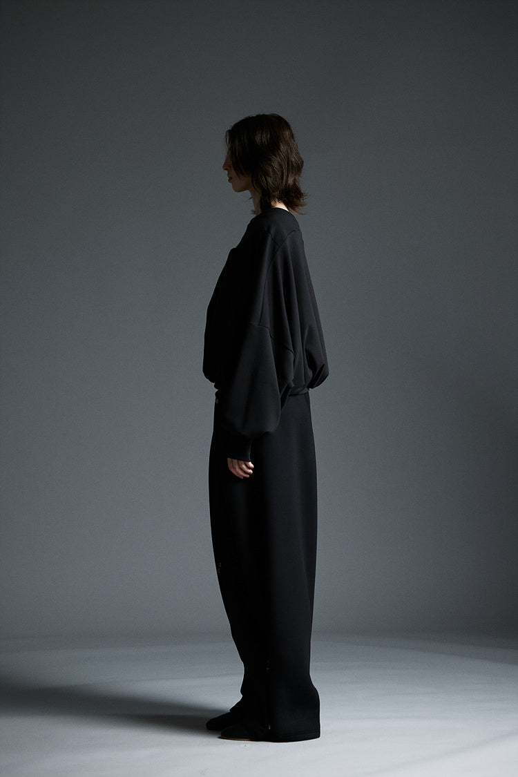 NEOPRENE WIDE SWEAT PANTS BLACK
