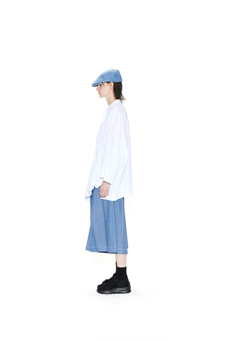 GDeL OVERSIZED ASYMMETRICAL WIDE POLO TOP WHITE