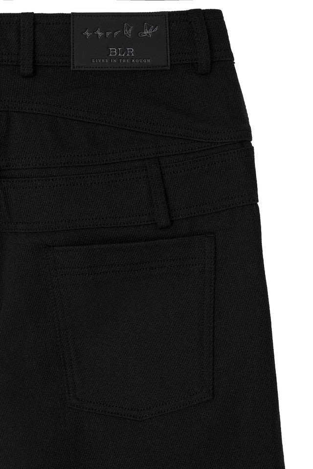 STUCKED BELT WITH LOW DENSITY COTTON AND RAW-EDGED PANTS