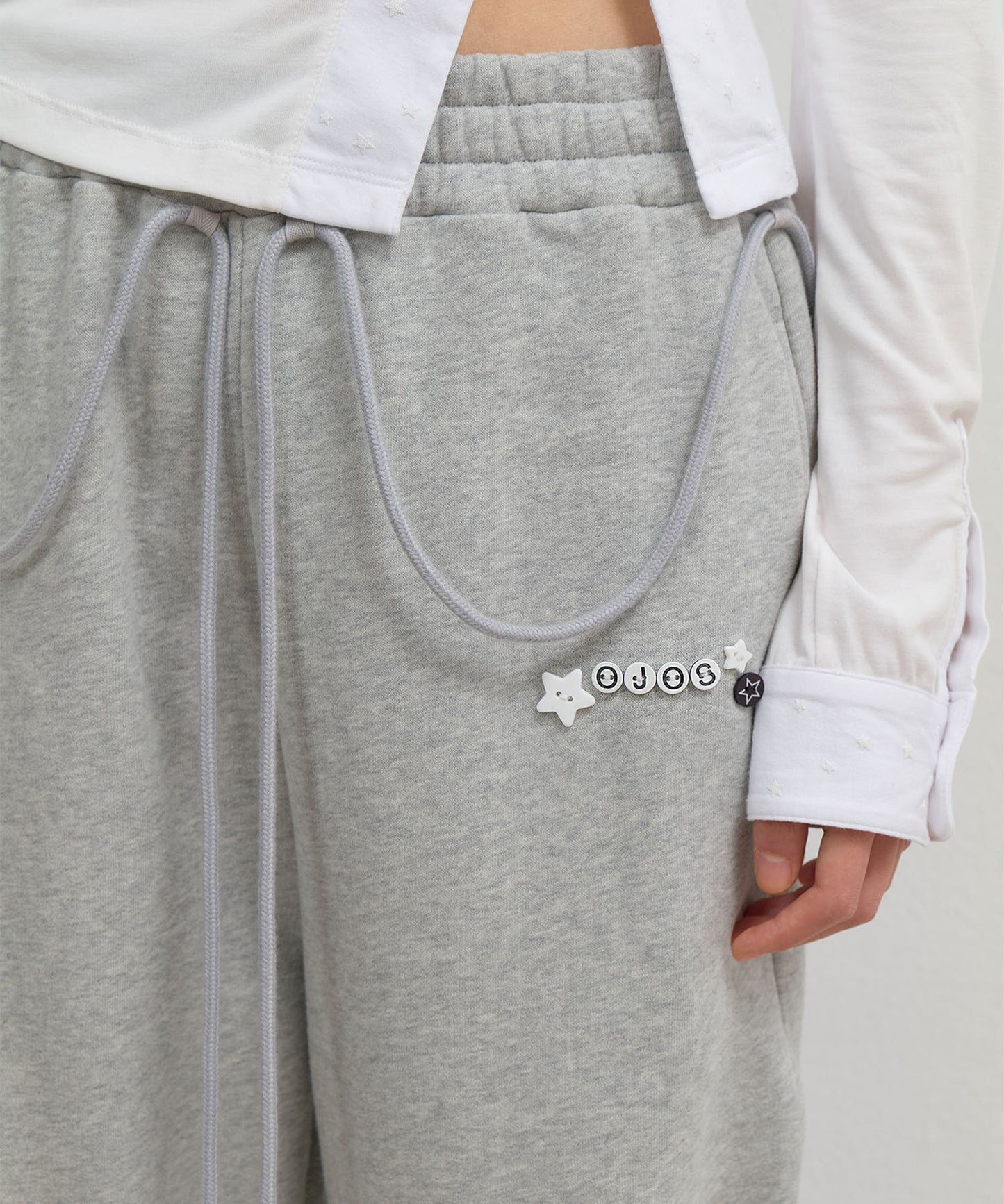 SIDE FUR TRIM SWEATPANTS - GREY