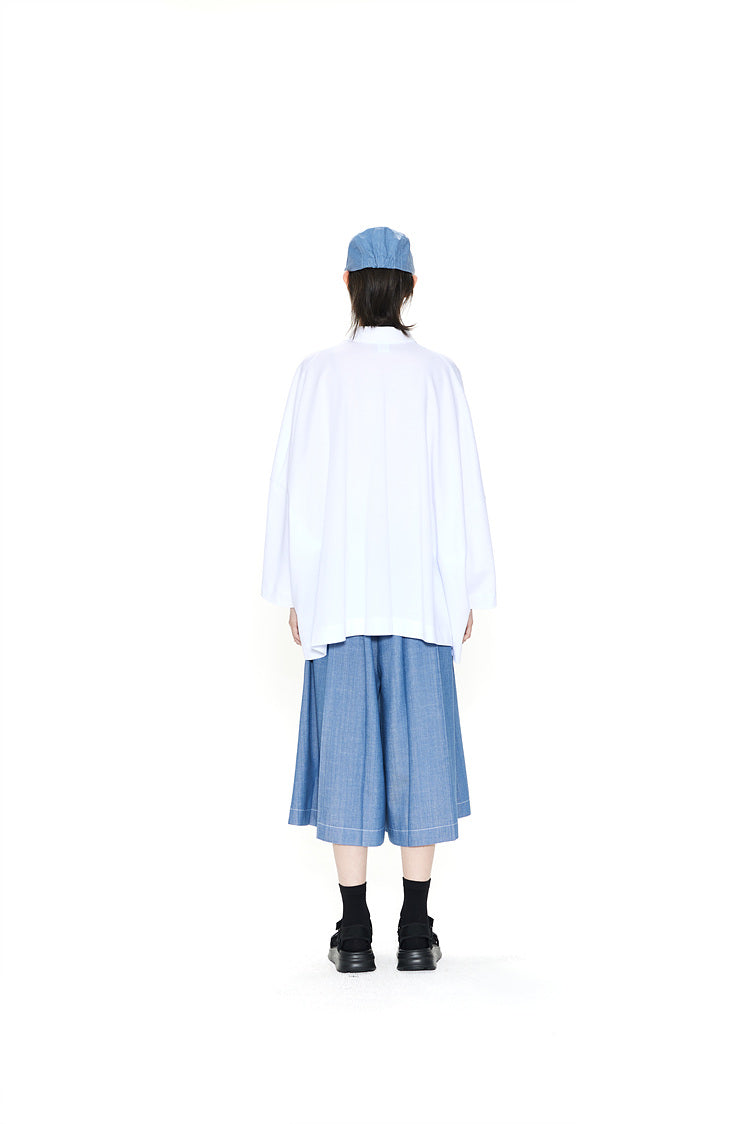 GDeL OVERSIZED ASYMMETRICAL WIDE POLO TOP WHITE