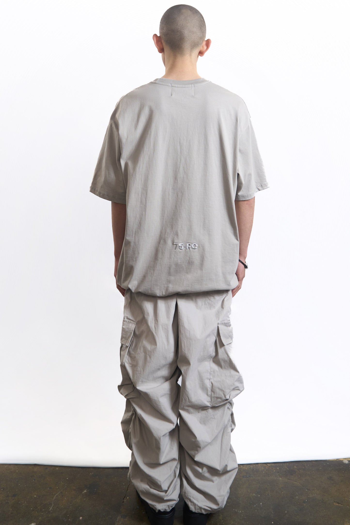 GATHERED CARGO PANTS STONE GREY