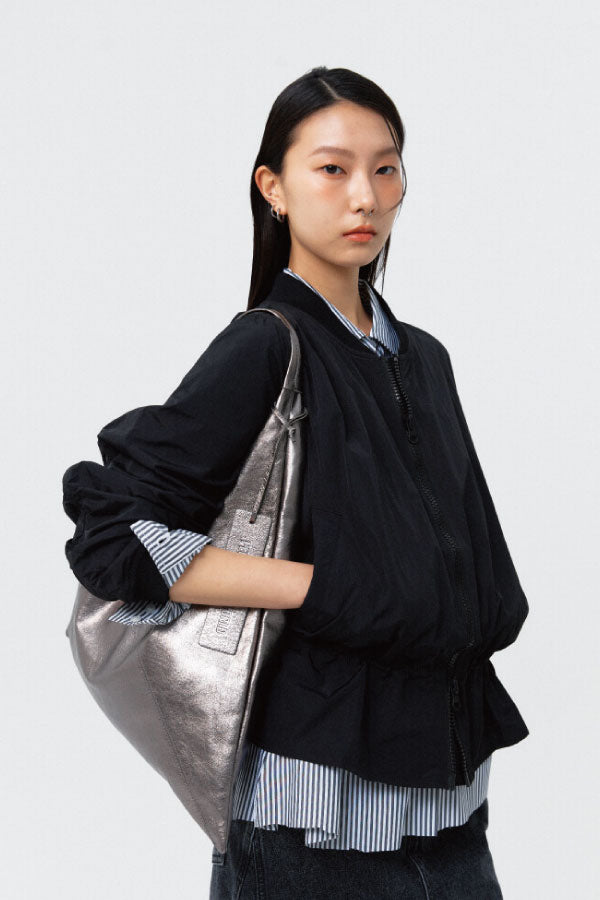 PEOPLE OF THE WORLD AIR SHIRRING JUMPER BLACK
