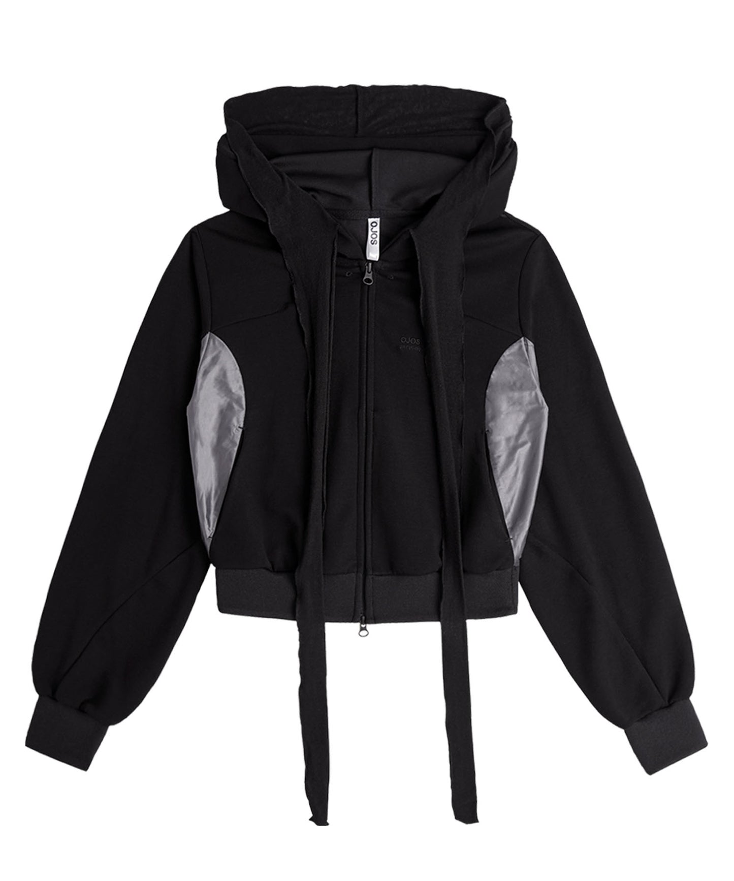 OJOS MUFFLER BOXER CROP HOODIE BLACK