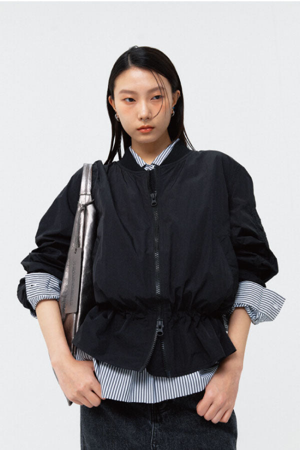 PEOPLE OF THE WORLD AIR SHIRRING JUMPER BLACK