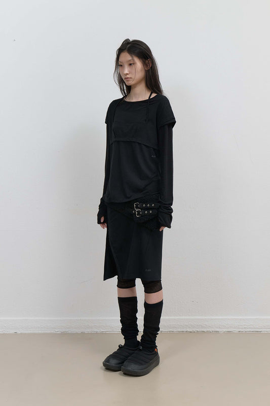 HALTER STRAP LONG SLEEVE - BLACK