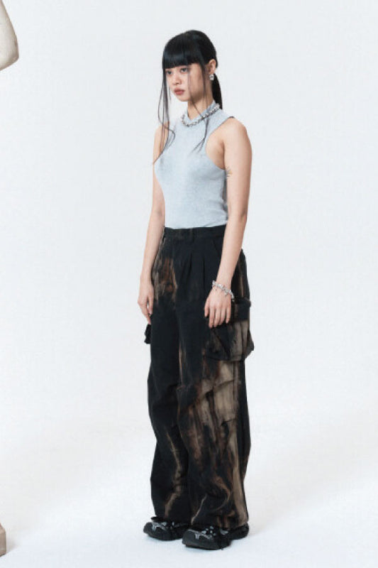 TIE - DYE WIDE JOGGER PANTS BLACK