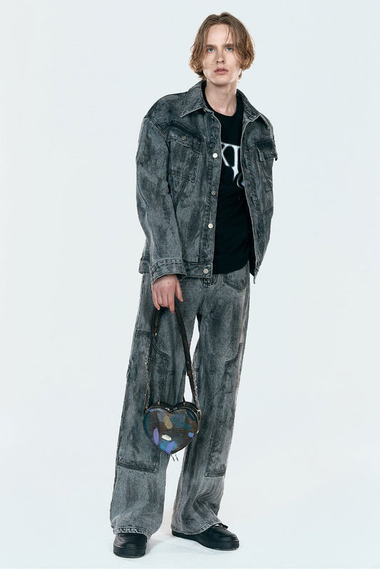 DIRTY WASHED COTTON JACKET DUSTY BLACK