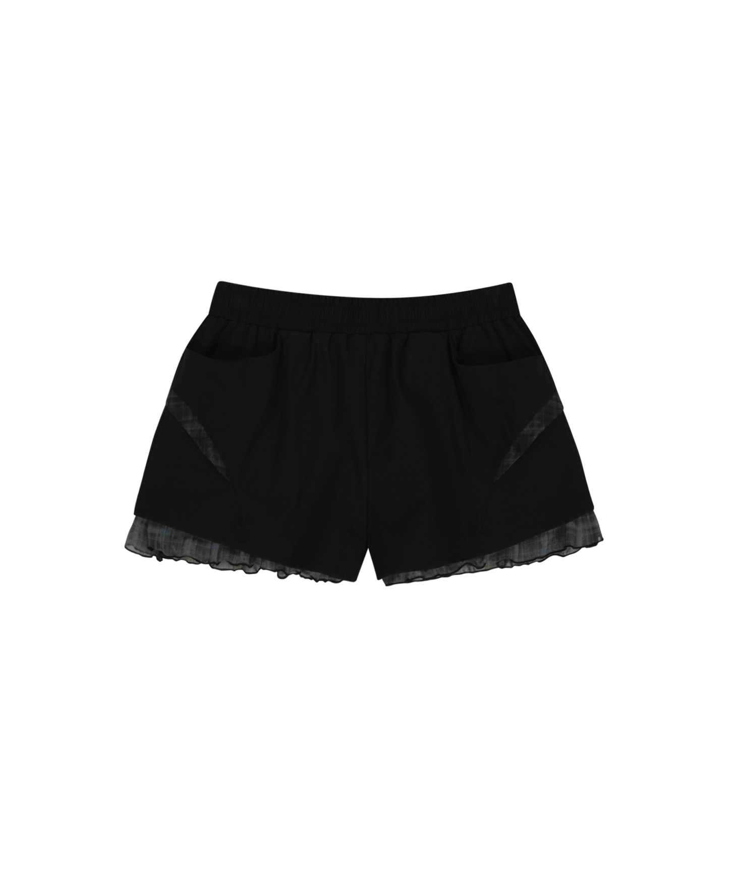 OJOS REVERSIBLE PLAID TRACK SHORTS BLACK